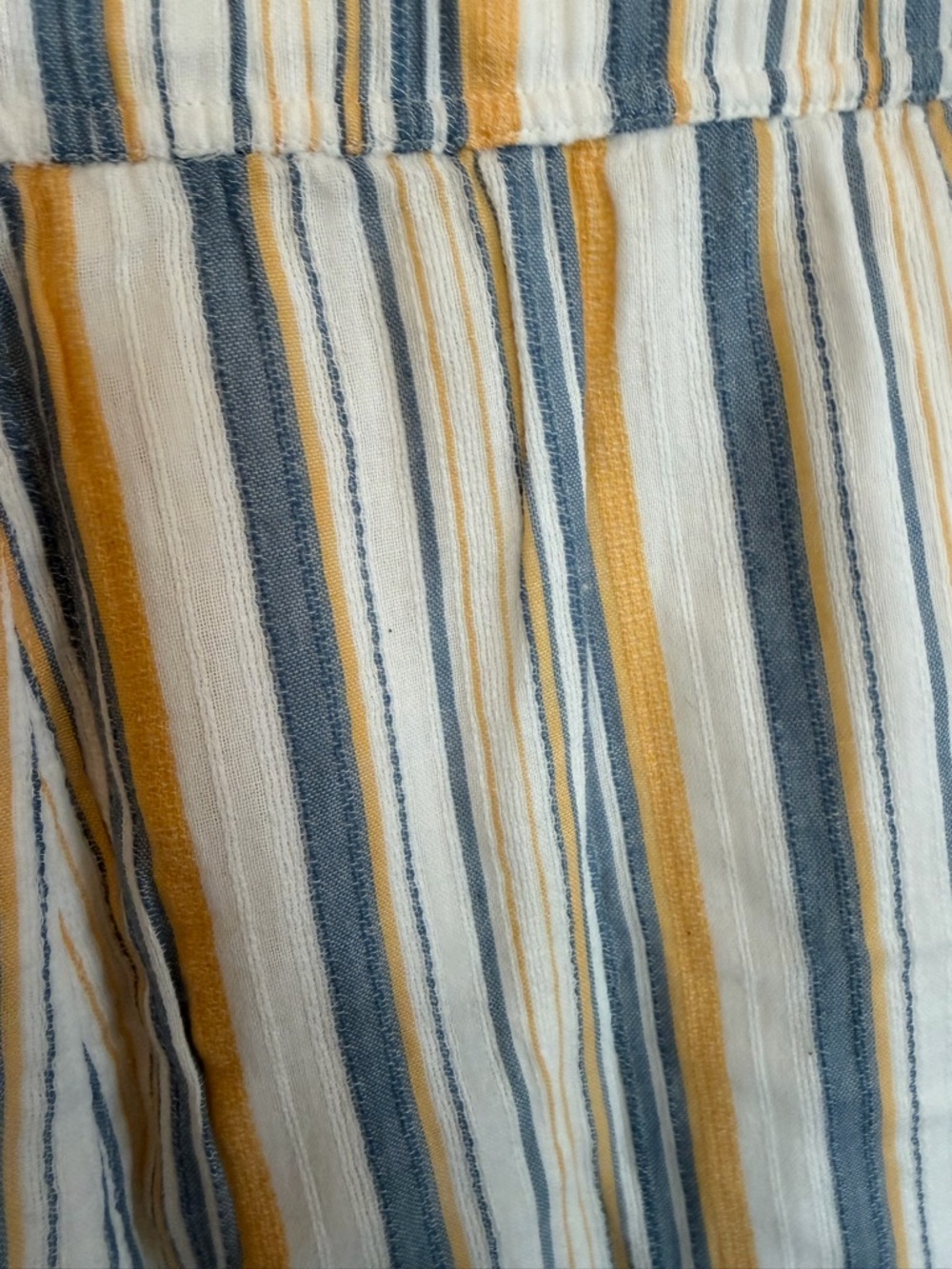 Garnet Hill Striped Drawstring Shorts Yellow Blue White Pockets Women Size L - Picture 6 of 9